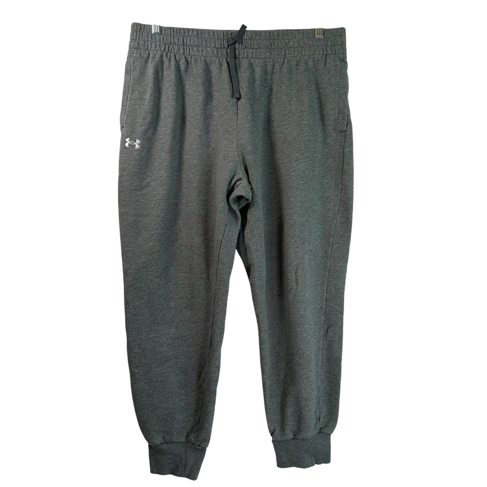 Under Armour Mens XL Gray Rival Fleece Joggers Tapered Sweatpants Drawstring